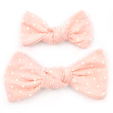 Pink & Ivory Swiss Dot Knot Bows
