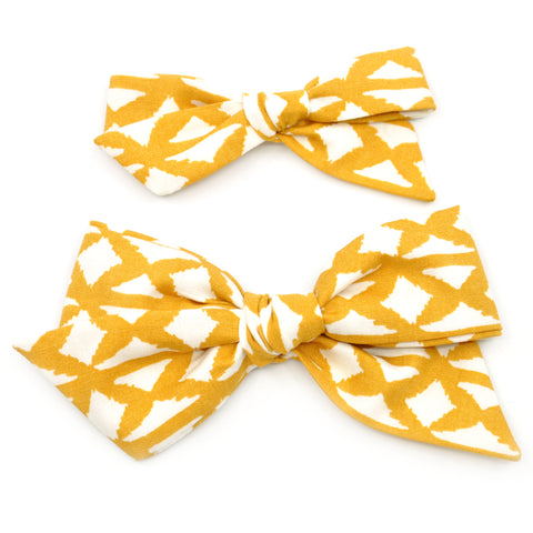 Geometric Mustard Evy Bow, Newborn Headband