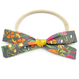 Charcoal Harvest Floral Leni Bow, Headband or Clip