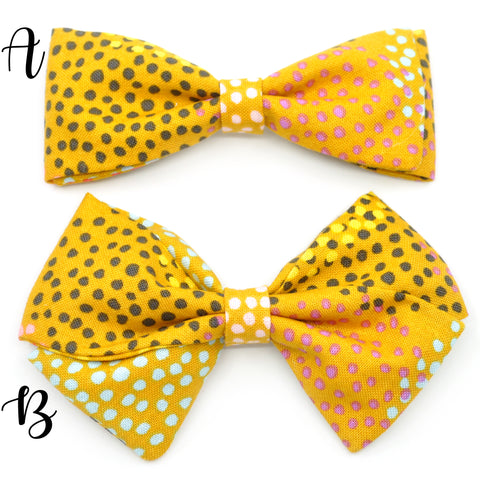 Mustard Multicolor Polka Dot Bow Tie OR Anna Bow