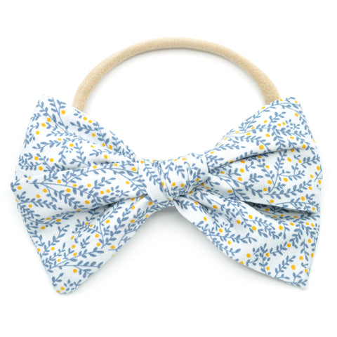 Dusty Gray & Blue Vines Rona Bow