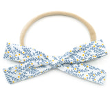 Dusty Gray & Steel Blue Vines Leni Bow, Headband or Clip