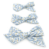 Dusty Gray & Blue Vines Evy Bow, Newborn Headband