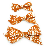 Cinnamon Floral Batik Evy Bow, Newborn Headband