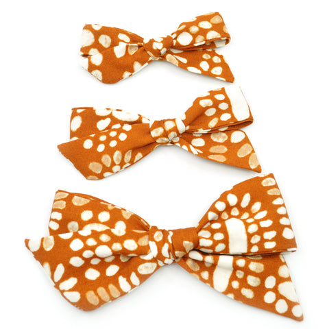 Cinnamon Floral Batik Evy Bow, Newborn Headband