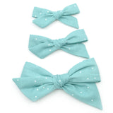 Sea-foam Polka Dot Evy Bow, Newborn Headband
