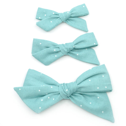Sea-foam Polka Dot Evy Bow, Newborn Headband