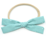 Seafoam Polka Dot Leni Bow, Headband or Clip