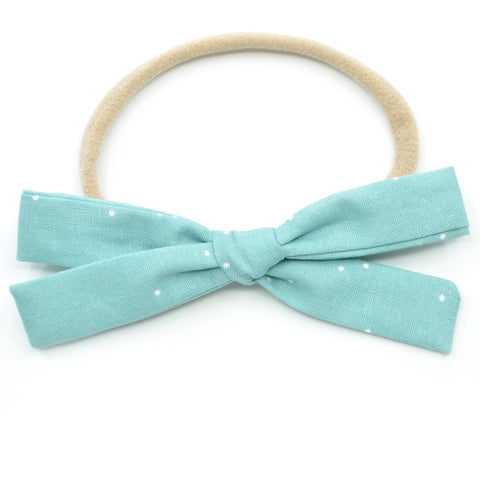 Seafoam Polka Dot Leni Bow, Headband or Clip