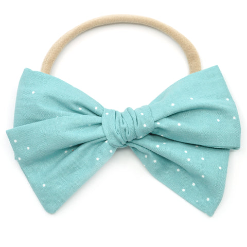 Seafoam Polka Dot Rona Bow