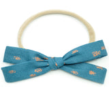 Teal & Metallic Copper Polka Dot Leni Bow, Headband or Clip
