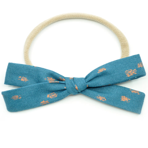 Teal & Metallic Copper Polka Dot Leni Bow, Headband or Clip