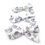 Navy Dinosaurs & Volcanos Evy Bow, Newborn Headband or Clip