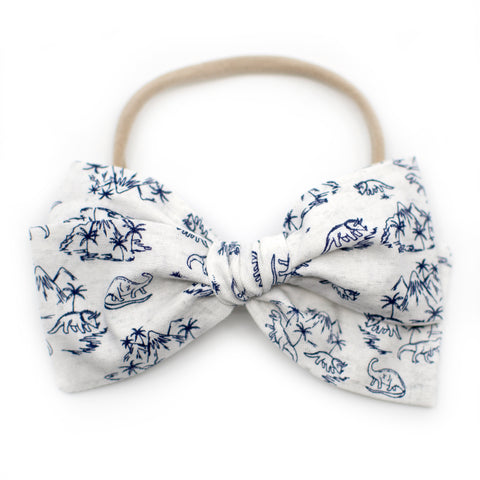 Navy Dinosaurs and Volcanoes Rona Bow