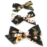Black & Peach Floral Evy Bow, Newborn Headband
