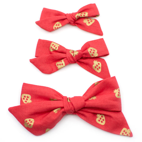 Strawberries Evy Bow, Newborn Headband or Clip