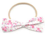 Tiny Pink Flowers Leni Bow, Infant or Toddler Hair Bow