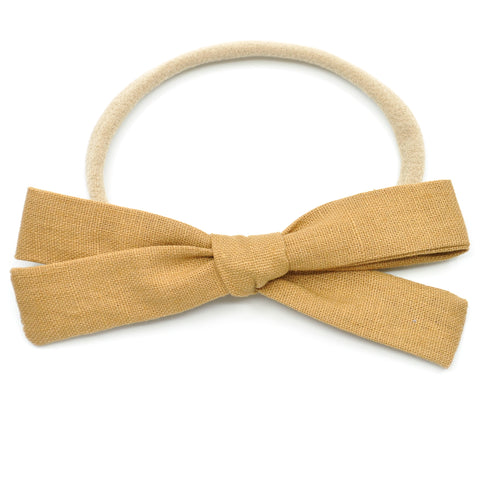 Camel Brown Linen Leni Bow, Headband or Clip