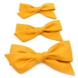 Mustard Evy Bow, Newborn Headband or Clip