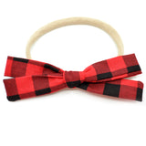 Red & Black Buffalo Plaid Leni Bow, Infant or Toddler Hair Bow
