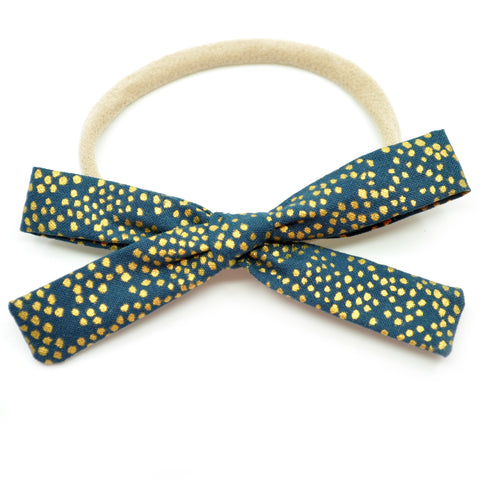 Rifle Paper Co Gold Polka Dot in Hunter Leni Bow, Infant or Toddler Hair Bow
