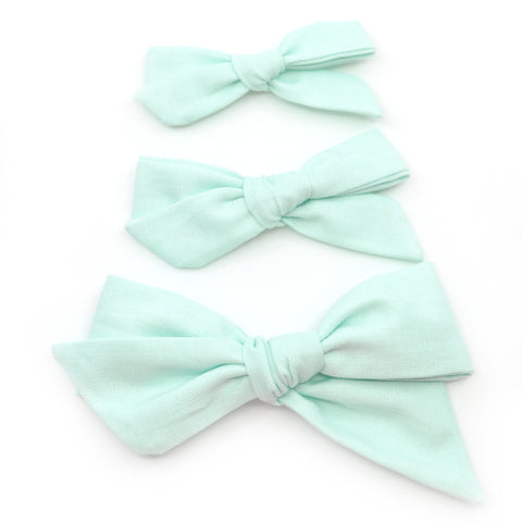 Winter Mint Evy Bow, Newborn Headband or Clip