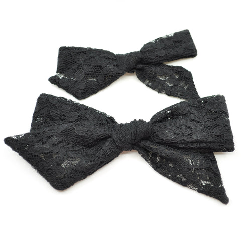 Black Lace Evy Bow, Newborn Headband or Clip