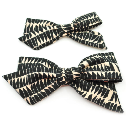 Peach & Black Peaks Evy Bow, Newborn Headband or Clip