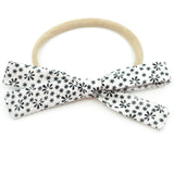 White & Black Flowers Leni Bow, Infant or Toddler Hair Bow