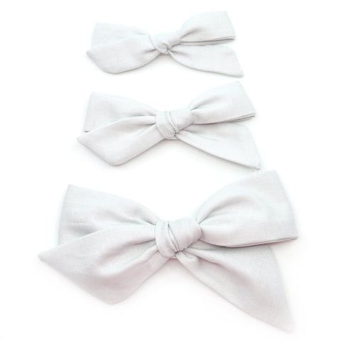 Silver Evy Bow, Newborn Headband or Clip