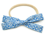 Antiqued Blue Tile Leni Bow, Infant or Toddler Hair Bow
