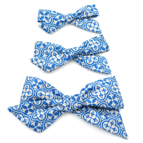 Antiqued Blue Tile Evy Bow, Newborn Headband or Clip