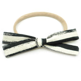 Black & Ivory Brush Strokes Leni Bow, Infant or Toddler Hair Bow