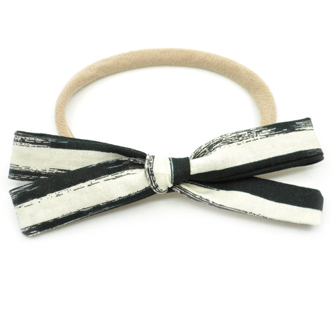 Black & Ivory Brush Strokes Leni Bow, Infant or Toddler Hair Bow