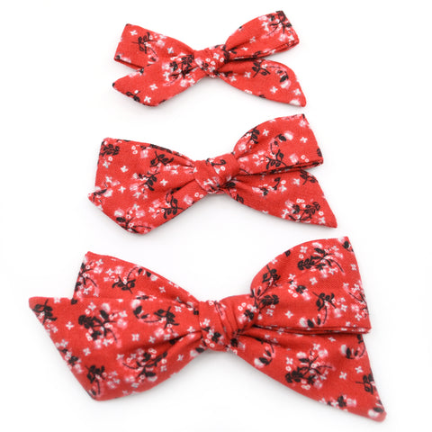 Patriotic Red Floral Evy Bow, Newborn Headband or Clip