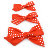 Red & White Dottie Evy Bow, Newborn Headband or Clip
