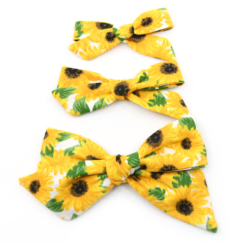 Sunflower Evy Bow, Newborn Headband or Clip