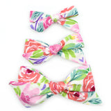 Metallic Watercolor Floral Evy Bow, Newborn Headband or Clip