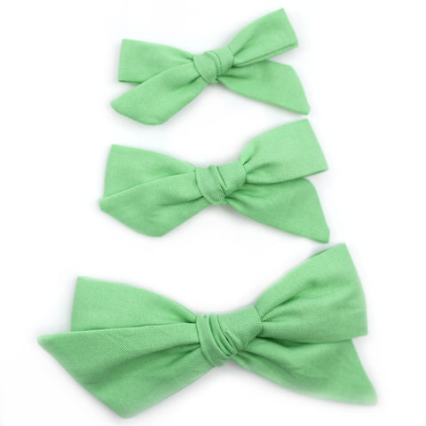Parakeet Green Evy Bow, Newborn Headband or Clip
