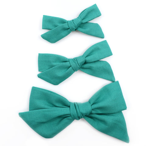 Jade Green Evy Bow, Newborn Headband or Clip