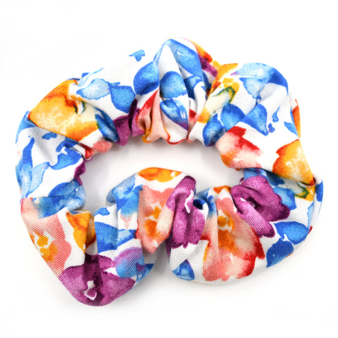 Blue, Orange, & Purple Floral Scrunchie