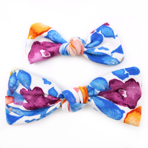 Blue, Orange, & Purple Floral Knot Bows
