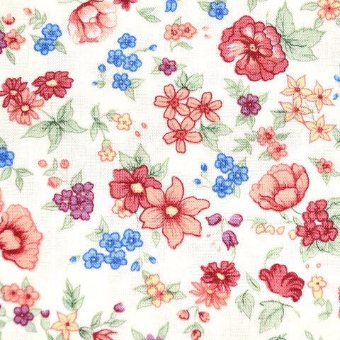 Vintage Ivory, Blue & Rust Floral Bow Tie OR Anna Bow