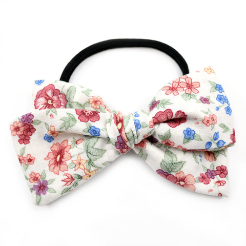 Vintage Ivory, Blue & Rust Floral Rona Bow