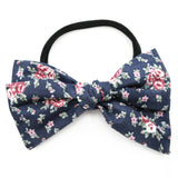 Navy Blue & Maroon Floral Rona Bow
