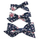 Navy Blue & Maroon Floral Evy Bow, Newborn Headband or Clip