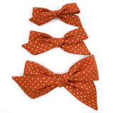 Pumpkin Spice & Gold Polka Dot Evy Bow, Newborn Headband or Clip