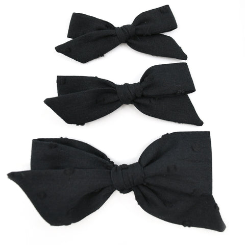 Black Swiss Dot Evy Bow, Newborn Headband or Clip