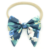 Denim Blue Floral Elle Bow, Toddler Hairclip