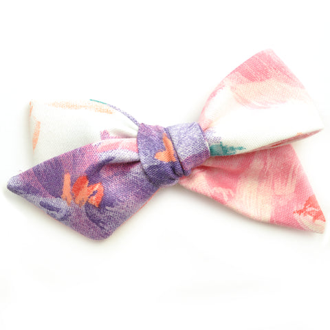 Vintage Watercolor Tropical Floral Large Evy Bow